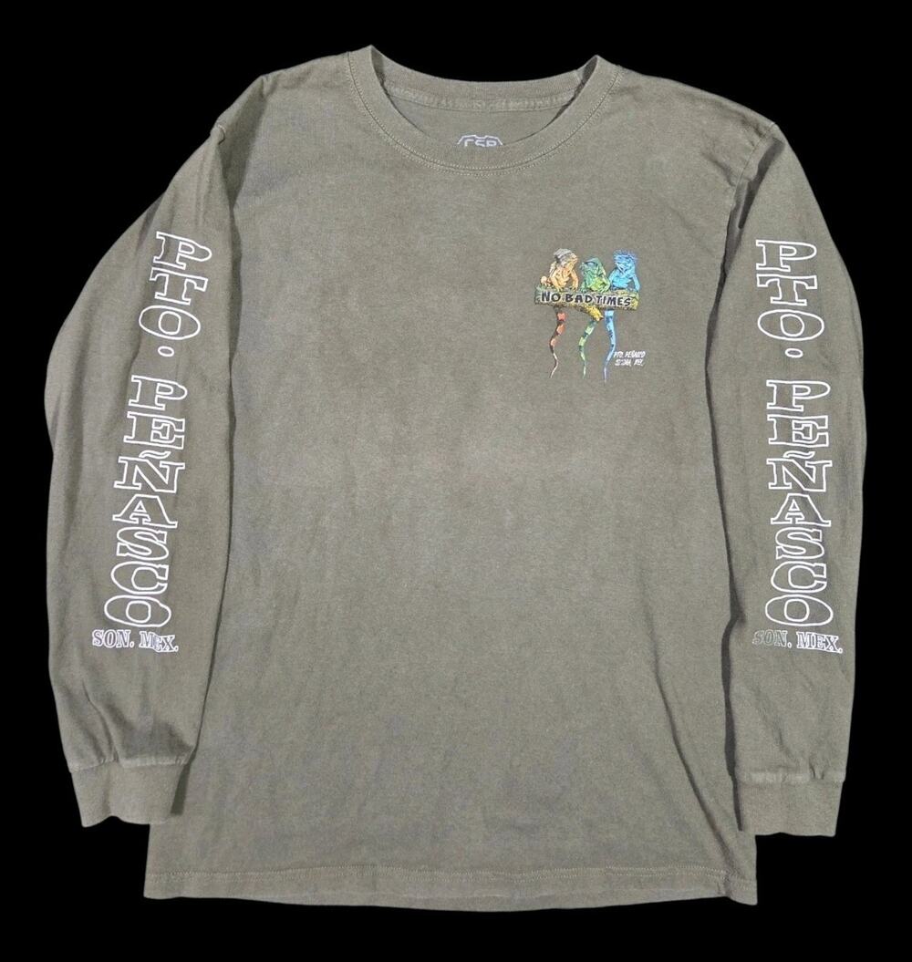 No Bad Times Iguana T-Shirt Streetwear Sonora Mexico Green Nature Travel Medium